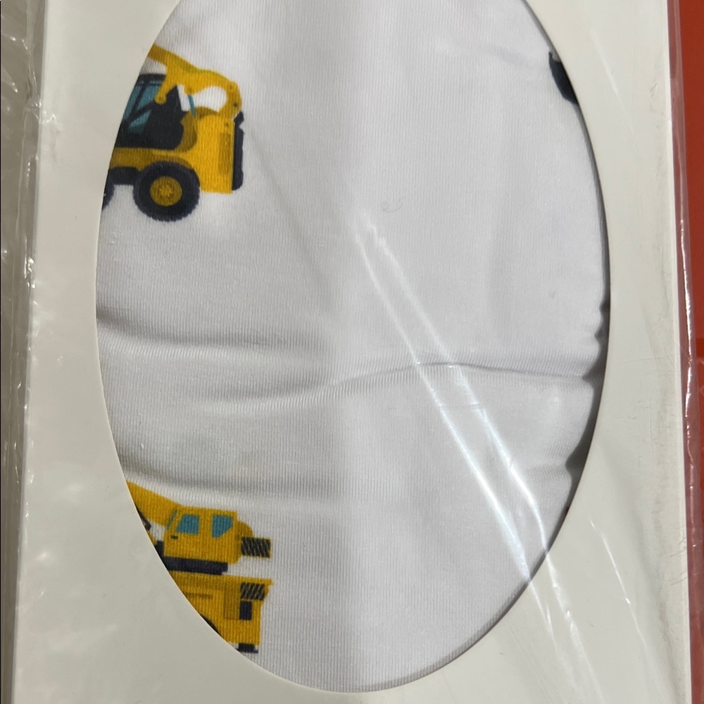 Premium Knit Swaddle Blanket - White with Red and Yellow Construction Design - Picture 2 of 9